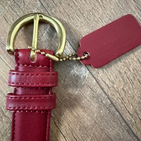 Coach Vintage Red Leather Belt Gold Brass Buckle Large NWT - Picture 8 of 10